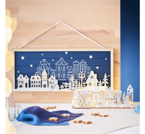 VBS Wooden building kit "Village with snowman"