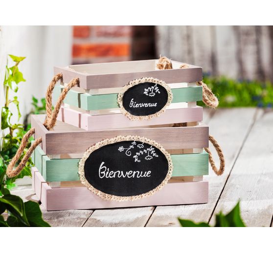 Cagettes en bois VBS, set de 2
