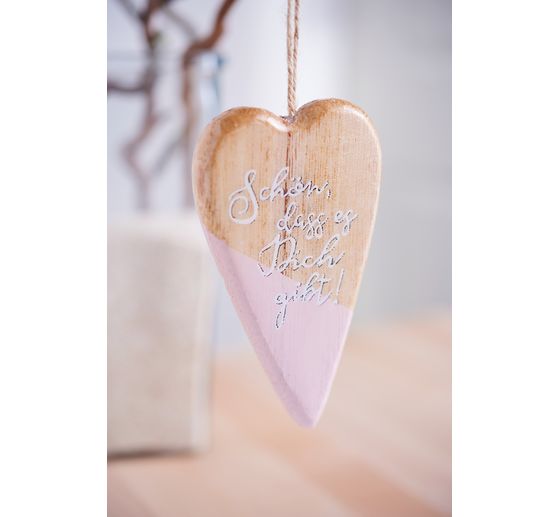VBS Houten decoratieve hanger "Hart", 2 stuks