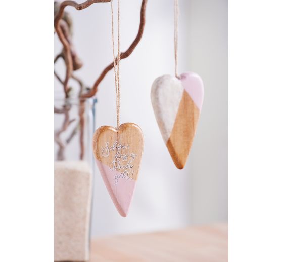 VBS Houten decoratieve hanger "Hart", 2 stuks