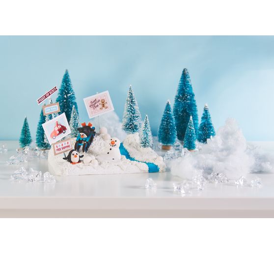 Landschaft aus Styropor mit Schnee