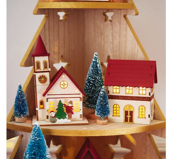 D&eacute;coration &agrave; embo&icirc;ter en bois VBS &laquo; Maison d&rsquo;hiver &eacute;toile &raquo;