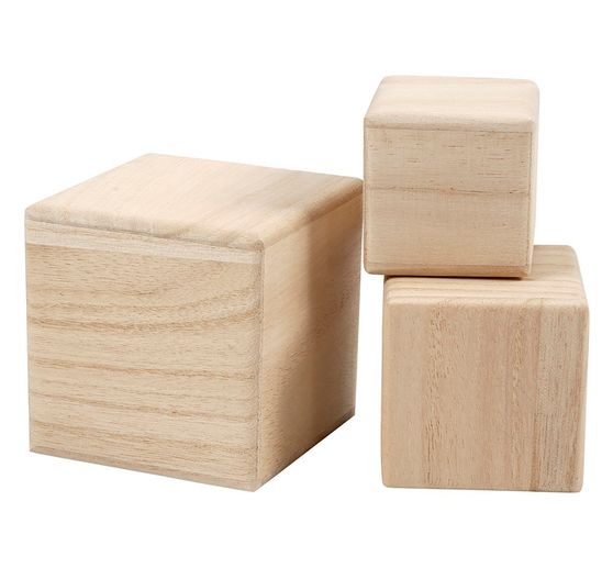 Houten kubussen, set van 3