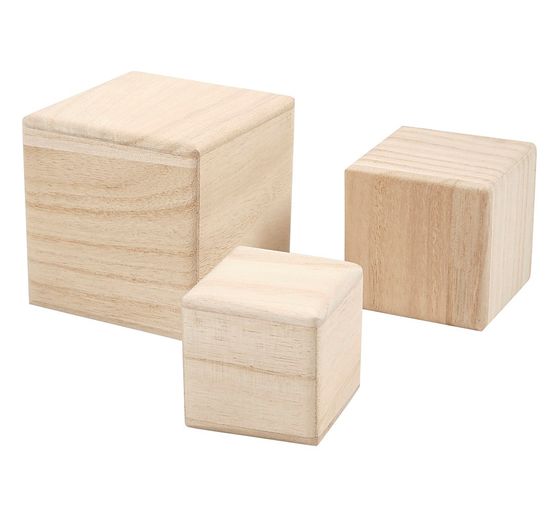 Houten kubussen, set van 3