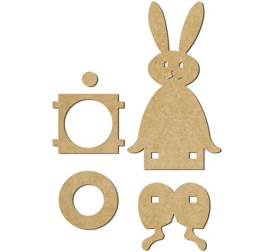 Figurine bord d'étagère « Lapin Diddy », bois MDF, env. H 21,5 x l 9,5 x P 7,5 cm