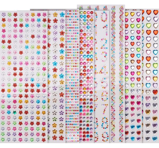 VBS Rhinestone sticker "Colourful mixed", 8 cards