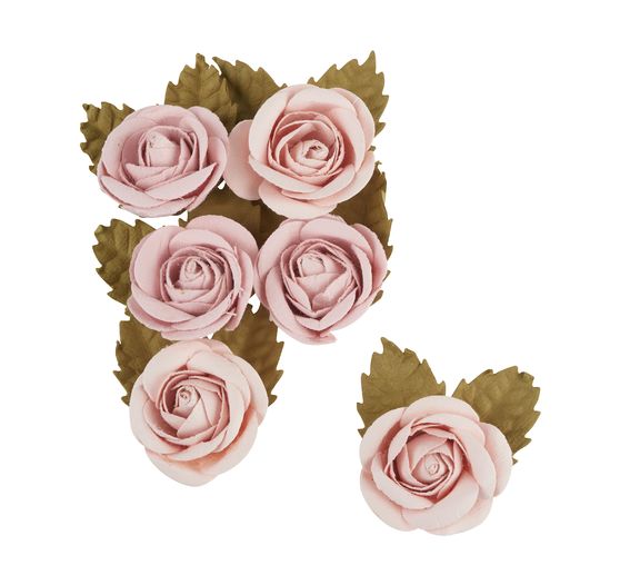 Papieren bloemen "Rosé", set van 6