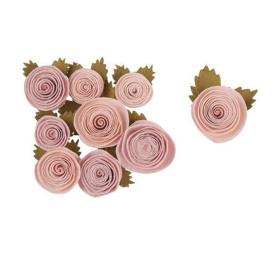 Paper flowers "Rosé", set of 9