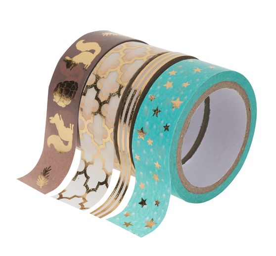 Washi Tape Set "Hot Folie", Turkoois/Goud