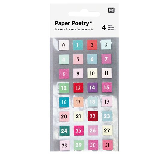 Stickers « Nombres 0-31 », 4 planches