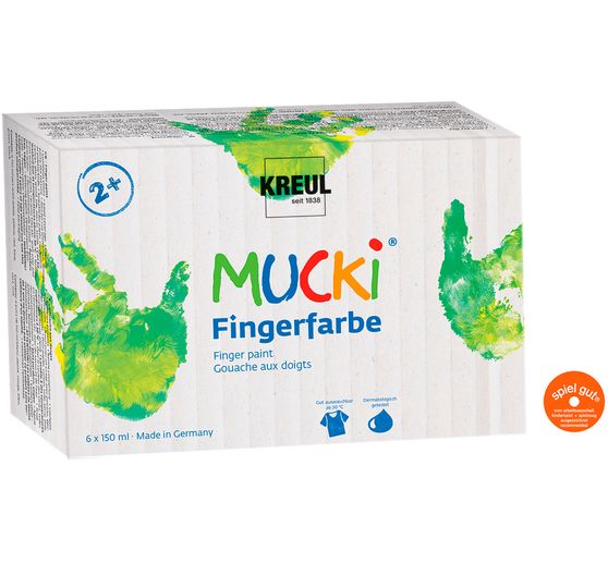Peinture au doigt MUCKI, set de 6 x 150 ml