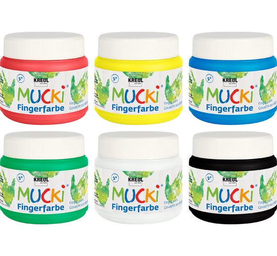 Peinture au doigt MUCKI, set de 6 x 150 ml