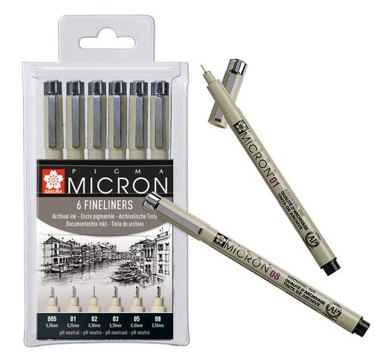 Pigma Micron case, set van 6