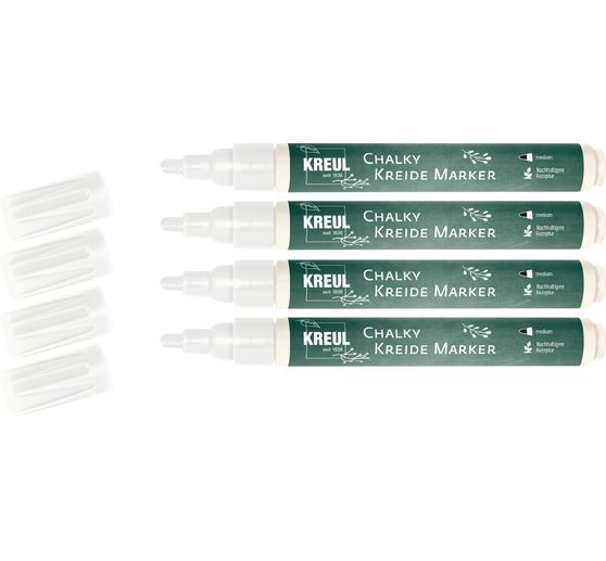 Marqueurs craie Chalky KREUL, Blanc, set de 4