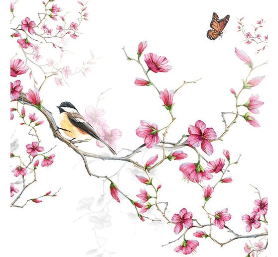Napkin "Bird on a blossom branch"