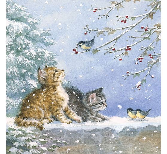 Servet "Kittens in de winter"