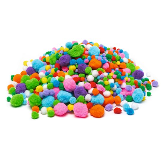 VBS Pompoms "Kleuren & maten mix", 1.000 stuks