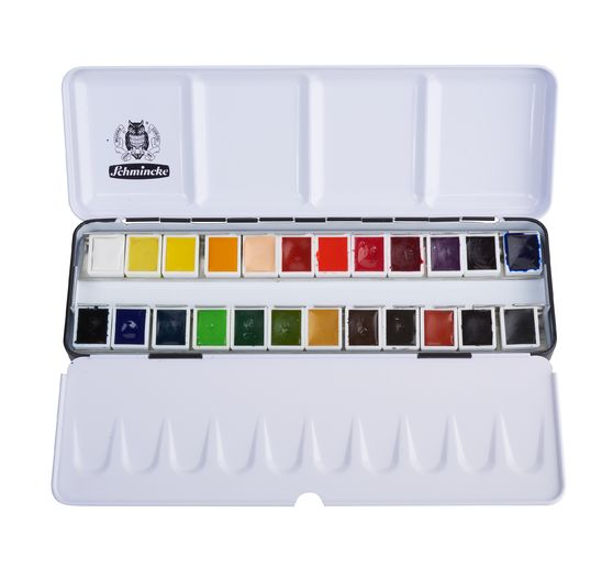AKADEMIE watercolour box with 24 half cups