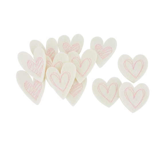 Vilt-Strooidelen "Hearts Stiched", 12 stuks