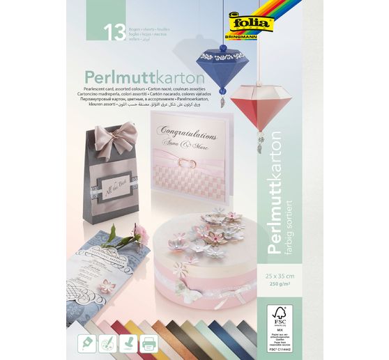 Carton nacré, 13 feuilles