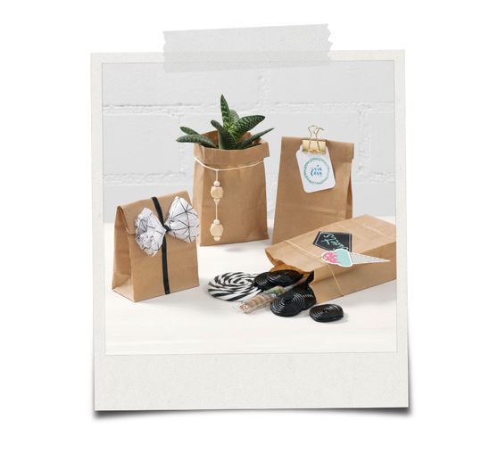 Papiertüten mit Blockboden aus Kraftpapier, 15 Stück